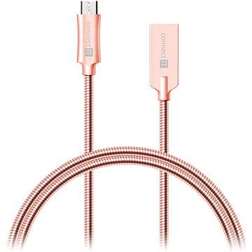 Obrázok CONNECT IT Wirez Steel Knight Micro USB 1m, metallic rose-gold (CCA-3010-RG)