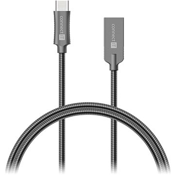 Obrázok CONNECT IT Wirez Steel Knight USB-C 1m, metallic anthracite (CCA-5010-AN)