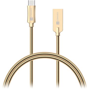 Obrázok CONNECT IT Wirez Steel Knight USB-C 1m, metallic gold (CCA-5010-GD)