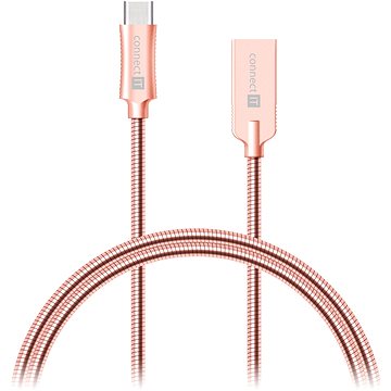 Obrázok CONNECT IT Wirez Steel Knight USB-C 1m, metallic rose-gold (CCA-5010-RG)