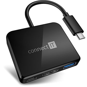 Obrázok CONNECT IT CHU-7050-BK USB-C hub 3v1 (USB-C, USB-A, HDMI), black