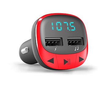 Obrázok ENERGY Car Transmitter FM Red, 2x USB, microSD, 7-segmentový LED displej