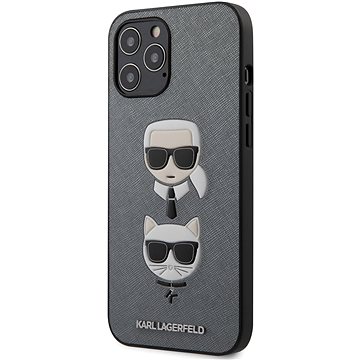 Obrázok Karl Lagerfeld Saffiano K&C Heads pro Apple iPhone 12 Pro Max Silver (3700740482438)