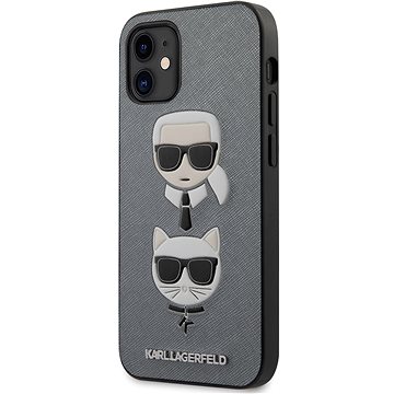 Obrázok Karl Lagerfeld Saffiano K&C Heads pro Apple iPhone 12 Mini Silver (3700740482414)