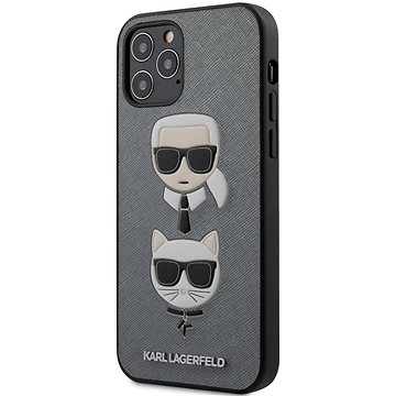 Obrázok Karl Lagerfeld Saffiano K&C Heads pro Apple iPhone 12/12 Pro Silver (3700740482421)