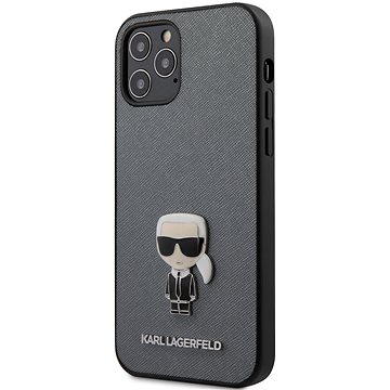 Obrázok Karl Lagerfeld Saffiano Iconic pro Apple iPhone 12/12 Pro Silver (3700740482308)