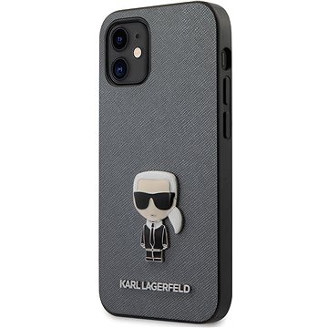 Obrázok Karl Lagerfeld Saffiano Iconic pro Apple iPhone 12 Mini Silver (3700740482292)