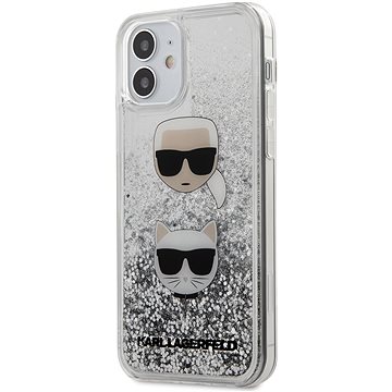 Obrázok Karl Lagerfeld Liquid Glitter 2 Heads pro Apple iPhone 12 Mini Silver (3700740483220)