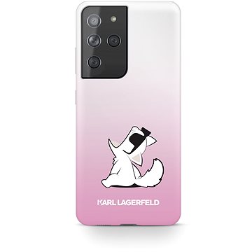 Obrázok KLHCS21LCFNRCPI Karl Lagerfeld PC/TPU Choupette Eats Kryt pro Samsung Galaxy S21 Ultra Gradient Pink