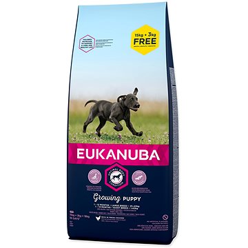 Obrázok Eukanuba Puppy & Junior Large Breed 15 kg + 3 kg ZDARMA