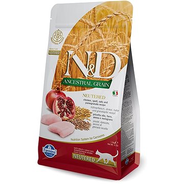 Obrázok N&D Low Grain CAT Neutered Chicken & Pomegranate 1,5kg