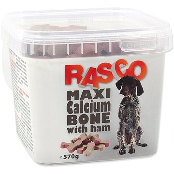 Obrázok RASCO Pochúťka Rasco kosť kalciová so šunkou 6 cm 570 g (8595091779932)