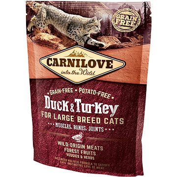 Obrázok Carnilove duck & turkey for large breed cats – muscles, bones, joints 400 g (8595602512775)