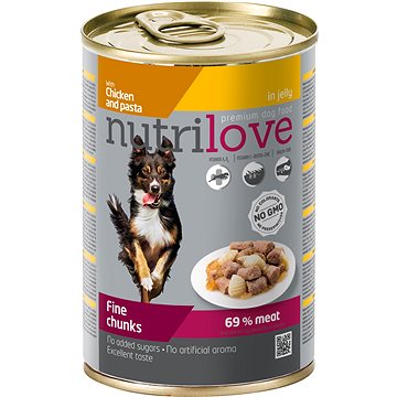 Obrázok Nutrilove Dog chunks Chicken and pasta jelly 415g