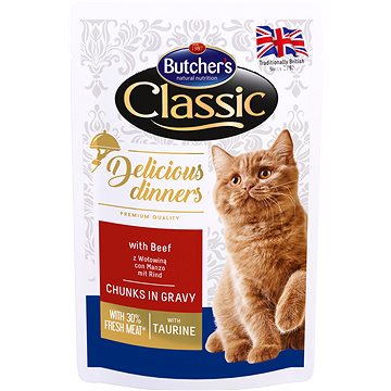 Obrázok Butcher's Cat Class.Delic.Dinn. hovězí kapsa 100g