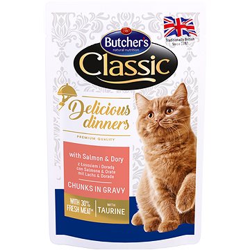 Obrázok Butcher's Cat Class.Delic.Dinn. losos+dorada kapsa100g