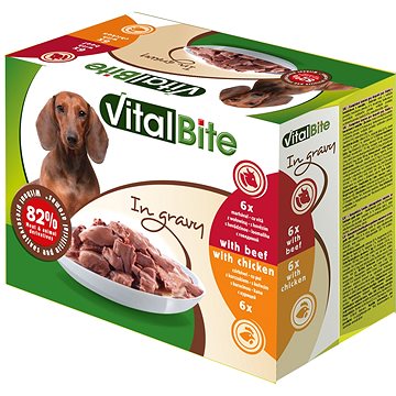 Obrázok Vitalbite dušené filetky kuře + hovězí 12 x 85 g