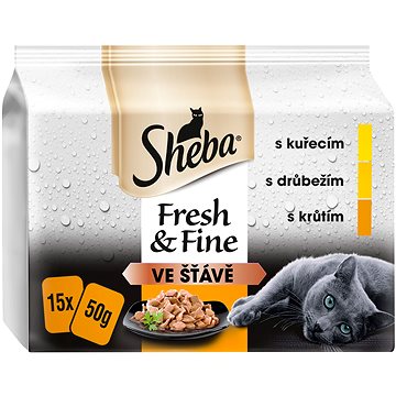 Obrázok Sheba Fresh & Fine Kompletné krmivo pre dospelé mačky 15 x 50 g (750 g) - hydinový výber v šťave