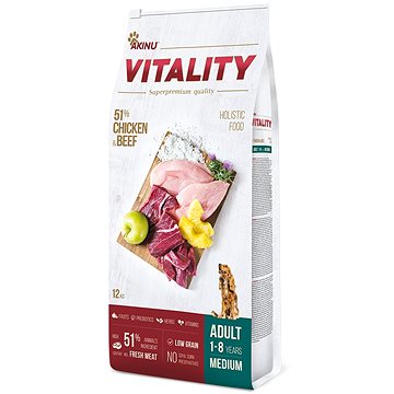 Obrázok AKINU VITALITY dog adult medium chicken & beef 12 kg (8595184953065)