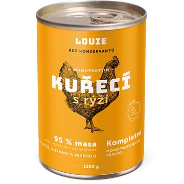 Obrázok Louie Kompletné krmivo – kuracie (95 %) s ryžou (5 %) 1200 g (8595174345573)