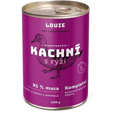 Obrázok Louie Kompletné krmivo – kačacie (95 %) s ryžou (5 %) 1200 g (8595174345566)