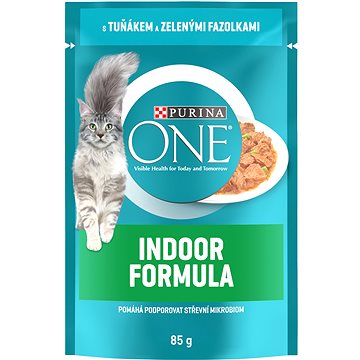 Obrázok Purina ONE Indoor mini filetky s tuniakom a zelenými fazuľkami v šťavě 85 g (7613038255903)