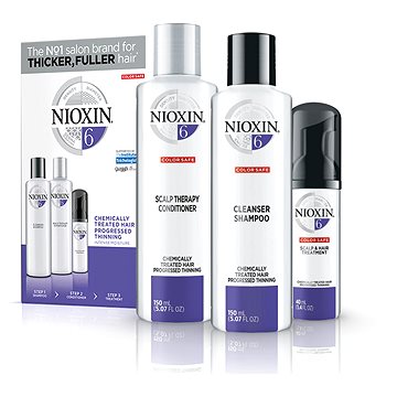 Obrázok Nioxin System 6 Cleanser Shampoo 150 ml System 6 Cleanser Shampoo 150 ml System 6 Scalp Revitaliser Conditioner 40 ml System 6 Scalp Treatment Pro normální a chemicky ošetřené vlasy dárková sada