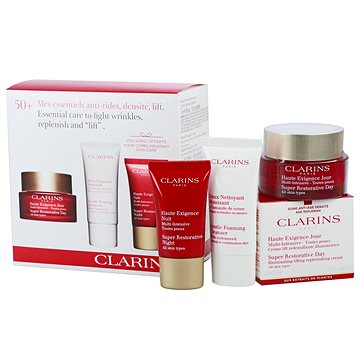 Obrázok SET Clarins Super Restorative Denný pleťový krém denná pleťová starostlivosť 50 ml + čistiaca pena 30 ml + nočná pleťová starostlivosť 15 ml