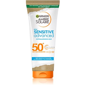 Obrázok GARNIER Ambre Solaire Mlieko na opaľovanie Sensitive SPF 50+ 200 ml (3600541271579)