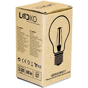 Obrázok LEDKO FILAMENT E27 6W 2700K (LEDKO/80011)