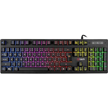 Obrázok C-TECH klávesnice herní polomechanická Iris (GKB-08), casual gaming, CZ/SK, duhové podsvícení, USB, GKB-08