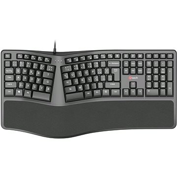 Obrázok C-TECH Klávesnice KB-113E USB, ERGO,  černá, CZ/SK KB-113E