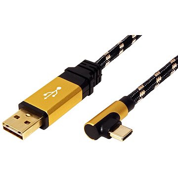 Obrázok Roline GOLD USB 2.0 kábel, obojstranný USB A(M) – USB C(M) lomený (90°), 3 m (11.02.9062)