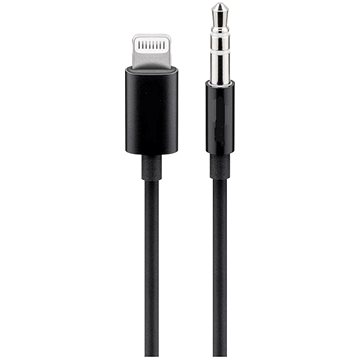 Obrázok PremiumCord Apple Lightning audio redukční kabel na 3.5 mm stereo jack, 1 m, černý (kipod50)