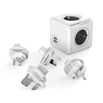 Obrázok PowerCube Rewirable USB + Travel Plugs šedá