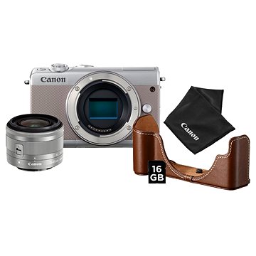 Obrázok Canon EOS M100 šedý + EF-M 15-45 mm IS STM stříbrný Value Up Kit (2211C069AA)