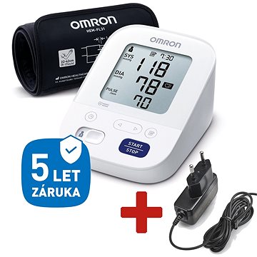 Obrázok Omron M3 comfort AFIB digitální tlakoměr s Intelli manžetou a detekcí AFIB, výhodný set se zdrojem (2197)