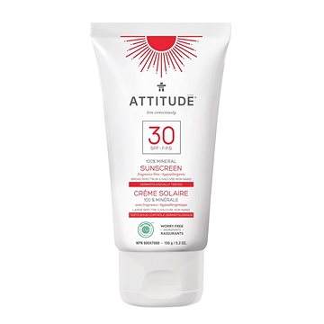 Obrázok ATTITUDE 100% minerálny opaľovací krém (SPF 30) bez vône 150 g