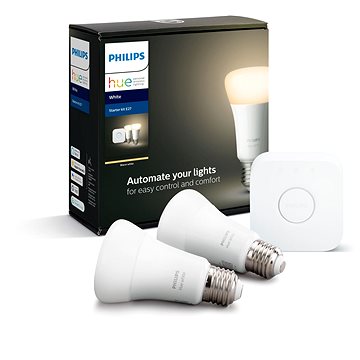 Obrázok Philips Hue White 9W E27 malý starter kit (929001821601)