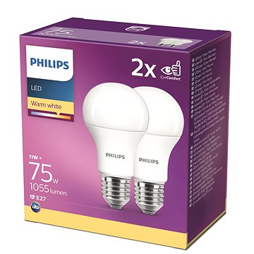 Obrázok Philips LED 11-75W, E27 2700K, 2ks (929001234422)