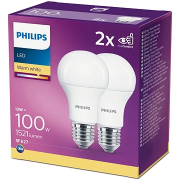 Obrázok Philips LED 13-100W, E27 2700K, 2ks (929001234531)