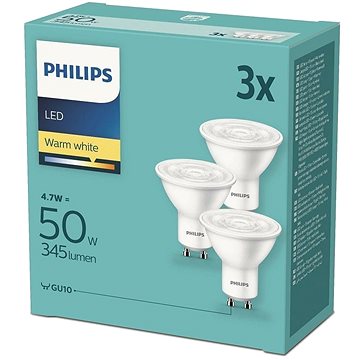 Obrázok Philips Sada 3xLED Žiarovka Philips GU10/4,7W/230V 2700K P2712