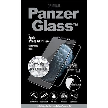 Obrázok PanzerGlass - Tvrdené sklo Case Friendly CamSlider Swarovski pre iPhone 11 Pro/XS/X, čierna