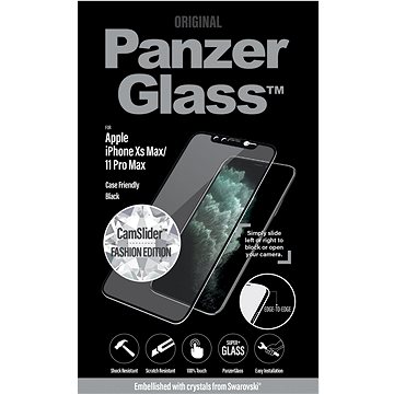 Obrázok PanzerGlass - Tvrdené sklo Case Friendly CamSlider Swarovski pre iPhone 11 Pro Max/XS Max, čierna