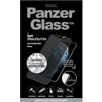 Obrázok PanzerGlass - Tvrdené sklo Privacy Case Friendly CamSlider Swarovski pre iPhone 11 Pro/XS/X, čierna