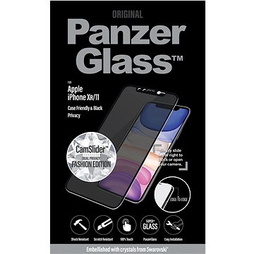 Obrázok PanzerGlass - Tvrdené sklo Privacy Case Friendly CamSlider Swarovski pre iPhone 11/XR, čierna