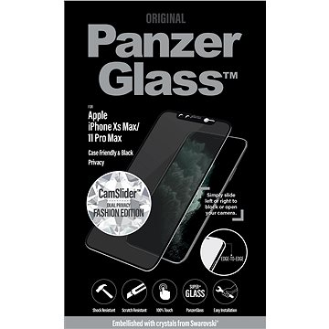 Obrázok PanzerGlass - Tvrdené sklo Privacy Case Friendly CamSlider Swarovski pre iPhone 11 Pro Max/XS Max, čierna