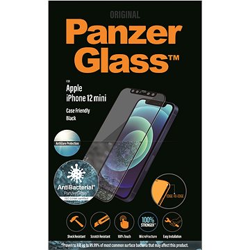 Obrázok PanzerGlass Edge-to-Edge Antibacterial s Anti-Glare vrstvou na Apple iPhone 12 mini (2719) čierne