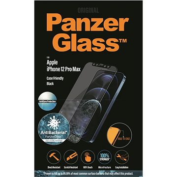 Obrázok PanzerGlass Edge-to-Edge Antibacterial s Anti-Glare vrstvou na Apple iPhone 12 Pro Max (2721) čierne