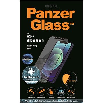 Obrázok PanzerGlass Edge-to-Edge Antibacterial s Anti-BlueLight vrstvou na Apple iPhone 12 mini (2722) čierne